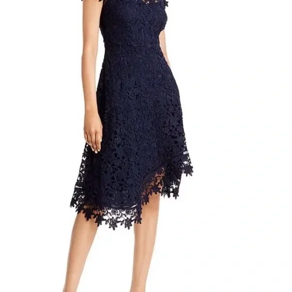 Eliza J Navy Lace Midi Dress - Picture 1 of 5